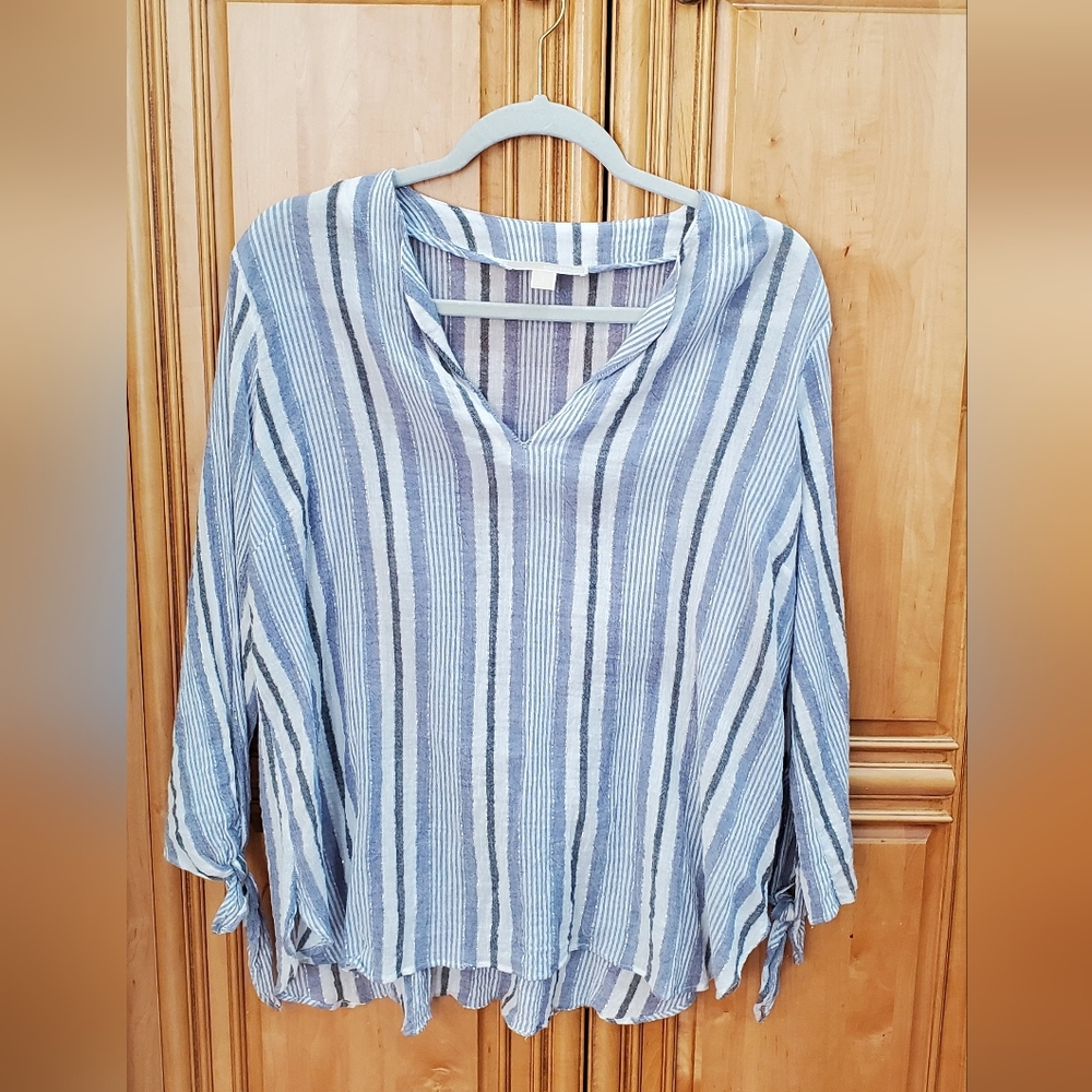 Michael Kors long-sleeved striped blouse.